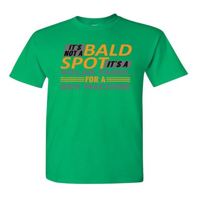It's Not A Bald Spot It's A Solar Panel Funny Humor DT Adult T-Shirt Tee (Large, Irish Green)