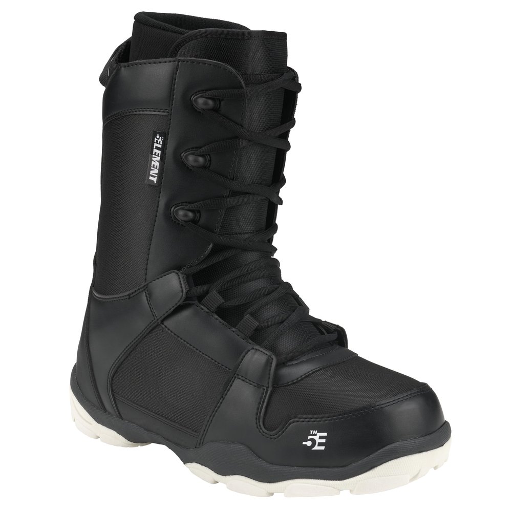 5th Element ST Lace and Dial Snowboard Boots for Men - Black Compatible with Strap Snowboard Bindings- Waterproof Liners -All Mountain Snowboarding Men Size (Black 25, 7.0)