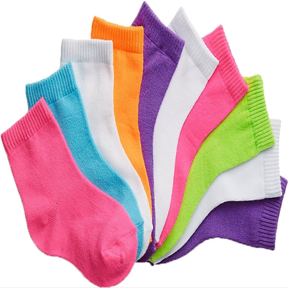 Hanes Girls' Toddler Ankle Socks 10-pair, Assorted 4/12-24 Mos