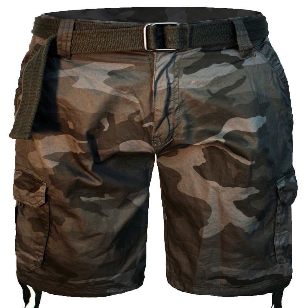 Guytalk Men's Camo Cargo Military Short Black 42
