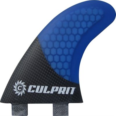 Culprit Surf Blue Black C1 Carbon Fiber Honeycomb Hybrid Thruster Surfboard Fins - FCS M5 Style