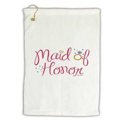 TOOLOUD Maid of Honor - Diamond Ring Design - Color Micro Terry Gromet Golf Towel 16" x 25"