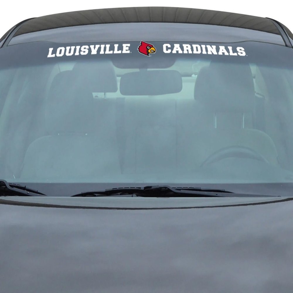 FANMATS 61513 NCAA - Louisville Cardinals Sun Stripe Windshield Decal 3.25 in. x 34 in. - Great Gift for Sports Fans - Works On Hard Surfaces - for Homes, Cars, Trucks, SUVs.