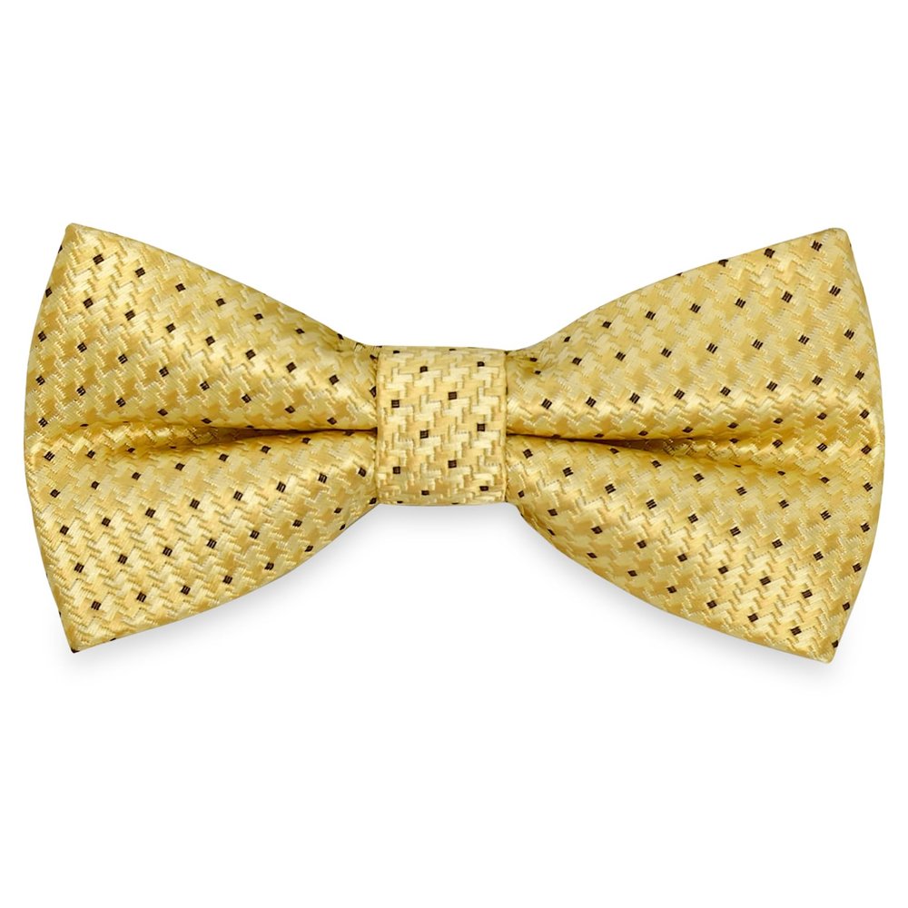 SYAYA Men's Bow Tie, Polka Dot Pre-Tied Bowtie for Boy Clip-On Formal Tuxedo or Weddings & Easter Day Dinner Parties M-B-T1 (Z2 - Golden With Black Dots, L - (adults))