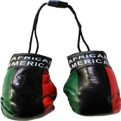 African American - Novelty Mini Boxing Gloves with Black Snap Connection
