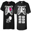 NON Maternity Halloween T-Shirt Costume Rib Cage Pregnant Mom with Baby Skeleton and Matching Six Pack Beer Couple Set (Mom XL/Dad 2X) view 1