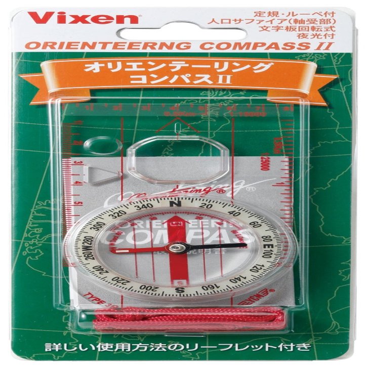 Vixen 42029-2 Orienteering Compass II, Oil Type, Waterproof, Magnifier, Made in Japan, Clear