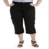 Lee Women's Plus Size Relaxed Fit Austyn Knit Waist Cargo Capri Pant, Black, 18 Plus view 1