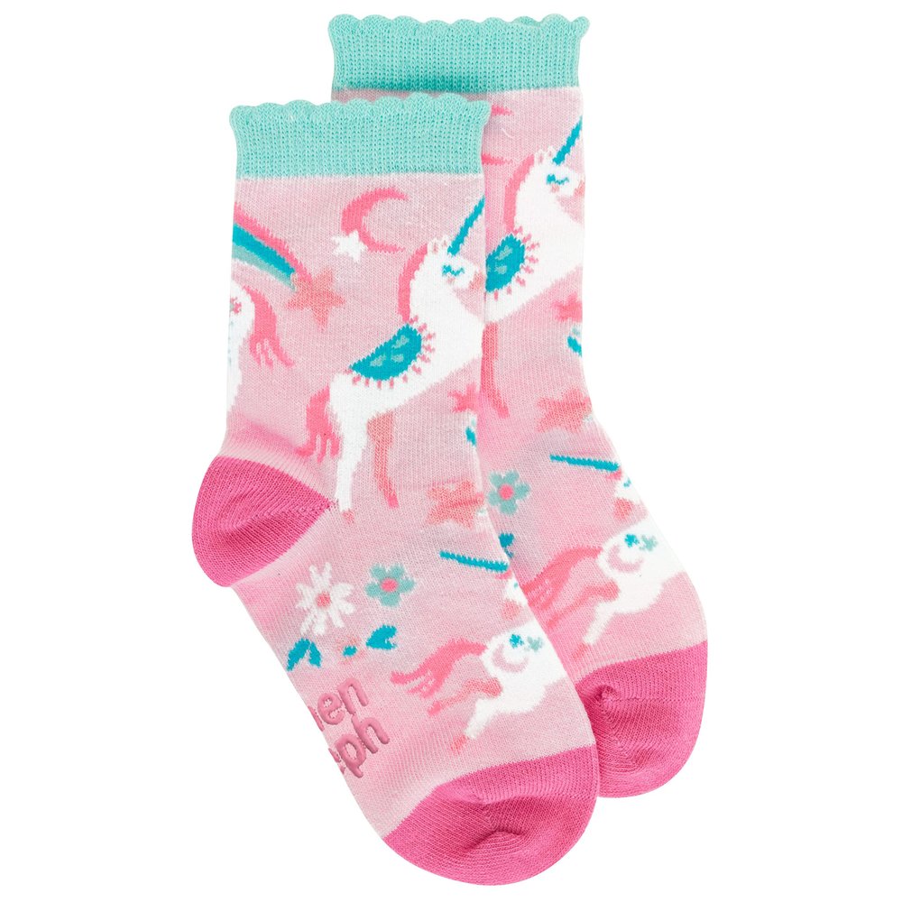 Stephen Joseph, Toddler Kids Boys Girls Unisex Non-Slip Fashion Cotton Crew Socks, Pink Unicorn, Small US