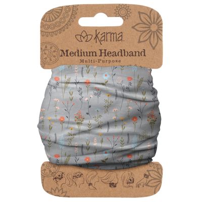 Karma Wildflowers Headband for Women - Medium - Fabric Headband and Stretchy Hair Scarf - Light Blue