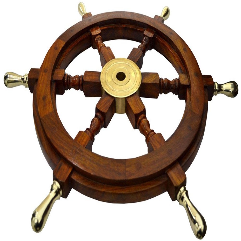 Brass Nautical Shipwheel with Brass Handles (30 inches)