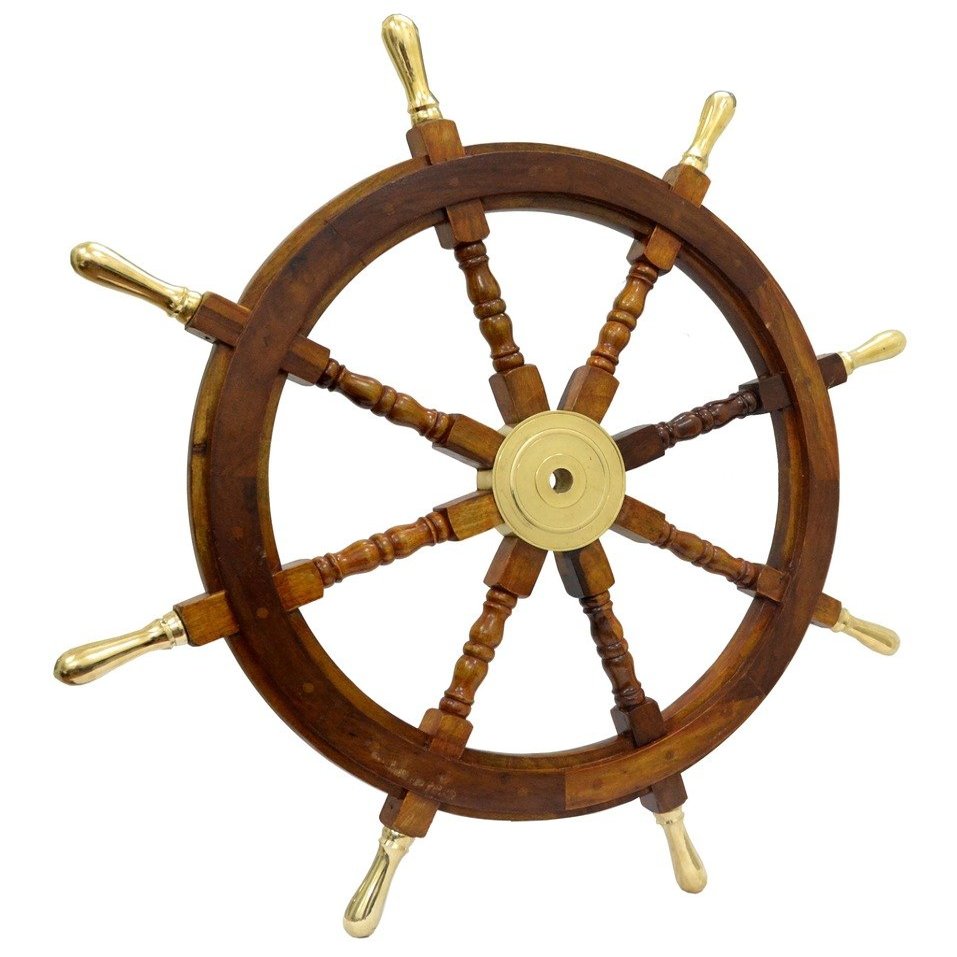 Brass Nautical Shipwheel with Brass Handles (36 inches)