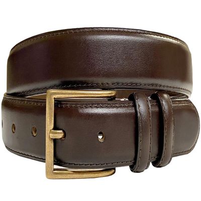 Belts.com HJ-10 Men's Oil-Tanned Genuine Leather Dress Classic Belt 1-1/8"(30mm) Wide (Dark Brown, 48)
