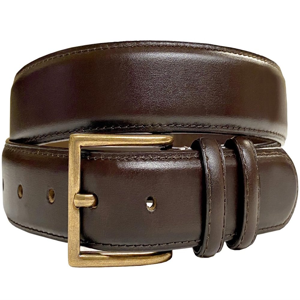 Belts.com HJ-10 Men's Oil-Tanned Genuine Leather Dress Classic Belt 1-1/8"(30mm) Wide (Dark Brown, 48)
