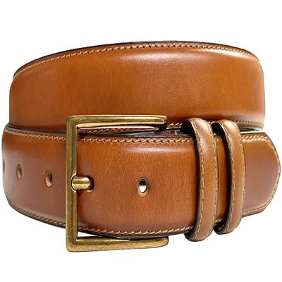 Belts.com HJ-10 Men's Oil-Tanned Genuine Leather Dress Classic Belt 1-1/8"(30mm) Wide (Tan, 44)