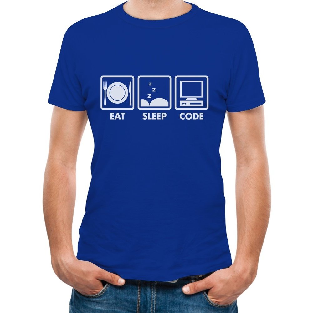 Tstars Eat Sleep Code - Funny Gift for Programmer Coder Men's T-Shirt Medium Blue