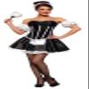 Rubie's Women's Deluxe Corset with Boning and French Maid Costume, As Shown, Medium view 1