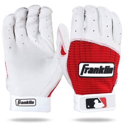 Franklin Sports Adult MLB Pro Classic Batting Gloves, X-Large, Pair, Pearl/Red