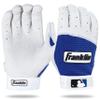 Franklin Sports Adult MLB Pro Classic Batting Gloves, Large, Pair, Pearl/Royal view 1