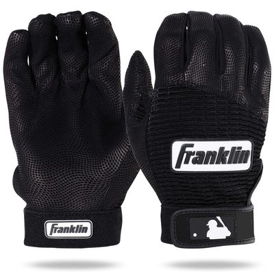 Franklin Sports Adult MLB Pro Classic Batting Gloves, Adult Small, Pair, Black/Black
