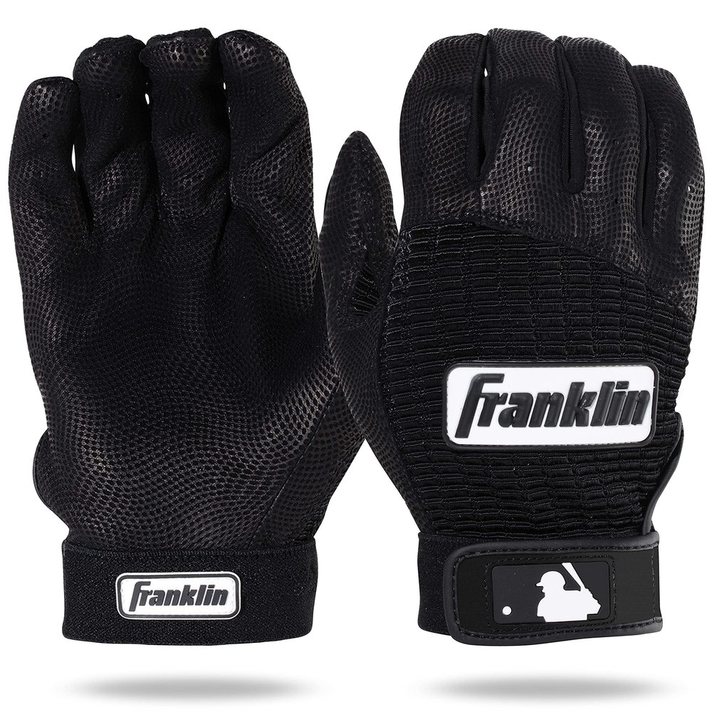 Franklin Sports Adult MLB Pro Classic Batting Gloves, XX-Large, Pair, Black/Black