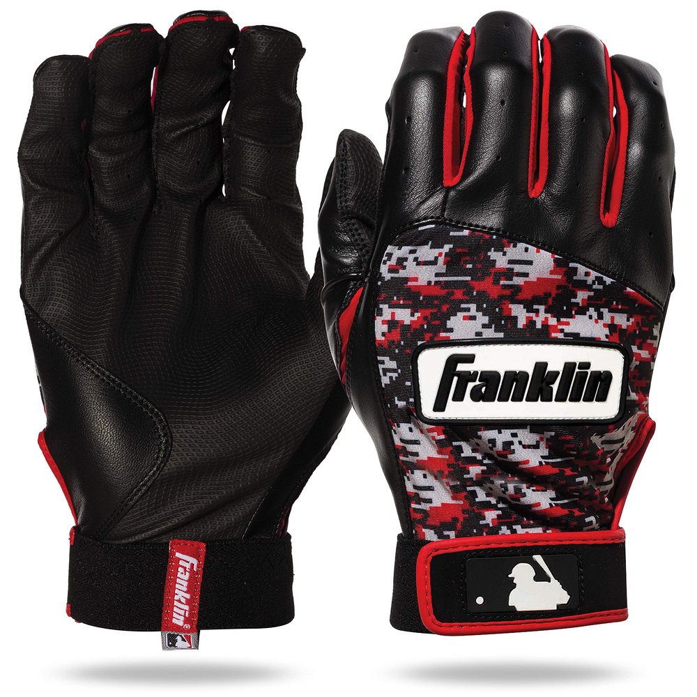 Franklin Sports Adult MLB Digitek Batting Gloves, Adult Small, Pair, Grey/Black/Red Digi