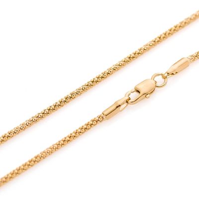 1mm thick 18K gold plated on solid sterling silver 925 Italian COREANA POPCORN chain necklace chocker bracelet anklet - 15, 20, 25, 30, 35, 40, 45, 50, 55, 60, 65, 70, 75, 80, 85, 90, 95, 100cm