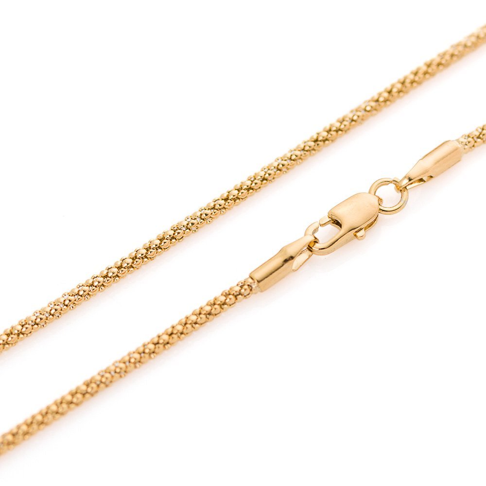 1mm thick 18K gold plated on solid sterling silver 925 Italian COREANA POPCORN chain necklace chocker bracelet anklet - 15, 20, 25, 30, 35, 40, 45, 50, 55, 60, 65, 70, 75, 80, 85, 90, 95, 100cm