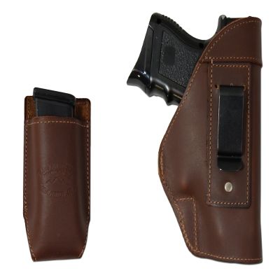 Barsony New Brown Leather IWB Holster + Single Magazine Pouch for Ruger Crimson Trace LG-449 Left