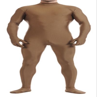 VSVO Unitard Skin-tight Solid Color Dance Wear for Adults and Children (X-Large, Brown)
