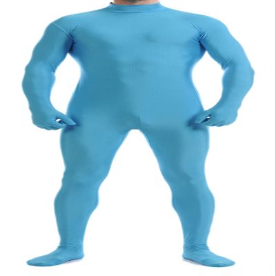 VSVO Unitard Skin-tight Solid Color Dance Wear for Adults and Children (X-Large, Light Blue)