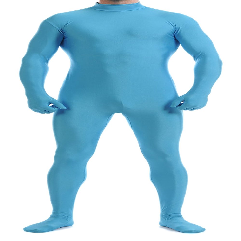 VSVO Unitard Skin-tight Solid Color Dance Wear for Adults and Children (X-Large, Light Blue)