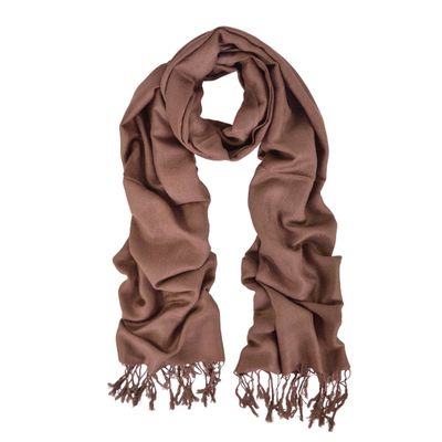 Premium Soft Paisley Pashmina & Silk Shawl/Wrap/Stole/Scarf, Brown
