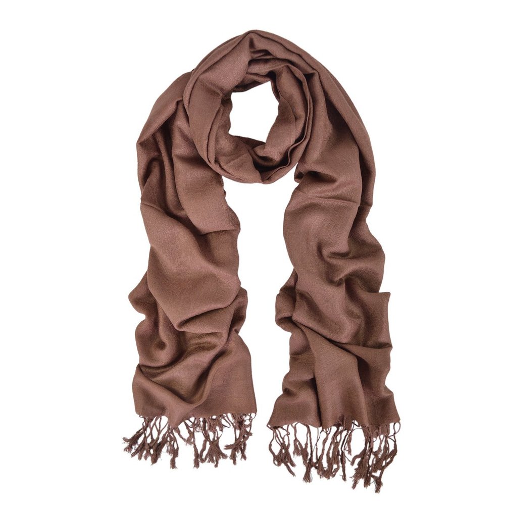 Premium Soft Paisley Pashmina & Silk Shawl/Wrap/Stole/Scarf, Brown