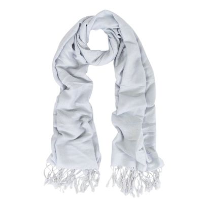 Premium Soft Paisley Pashmina & Silk Shawl/Wrap/Stole/Scarf, Light Grey