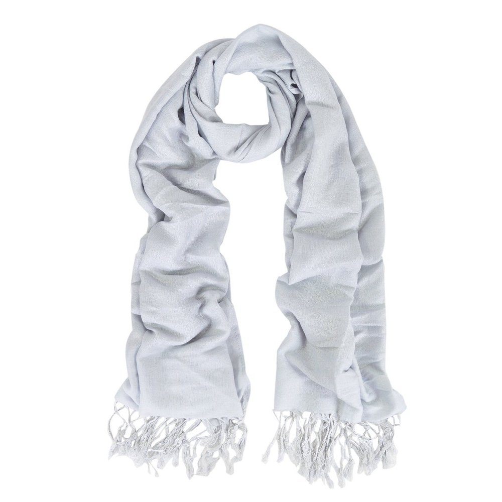 Premium Soft Paisley Pashmina & Silk Shawl/Wrap/Stole/Scarf, Light Grey