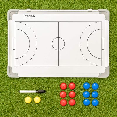 FORZA 18in x 12in Double-Sided Sports Coaching Whiteboard | 13 Sports Options - Magnetic Markers, Pen, and Eraser Included (Handball, Without Carry Bag)
