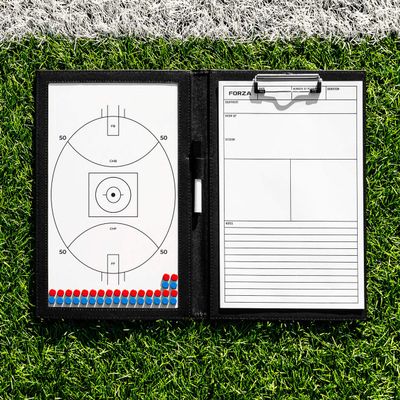 FORZA Magnetic Coaching Board | A4 Double-Sided Tactics Folder with Magnetic Markers, Pen & Eraser [13 Sport Options] (Aussie Rules Football)