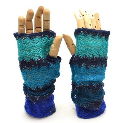 Apt.9 Women Blue Black Green Forearm Warmer Glove Soft Shiny