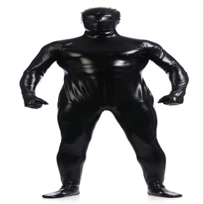 VSVO Unisex Metallic Second Skin Spandex Full Body Suit for Adults and Children (Kids Large, Black)