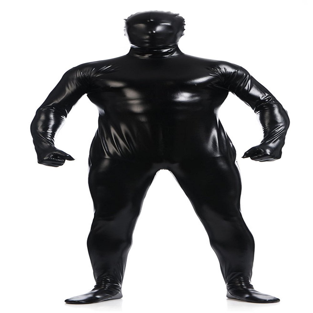 VSVO Unisex Metallic Second Skin Spandex Full Body Suit for Adults and Children (Kids Large, Black)