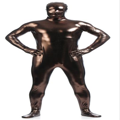 VSVO Unisex Metallic Second Skin Spandex Full Body Suit for Adults and Children (Kids Small, Brown)