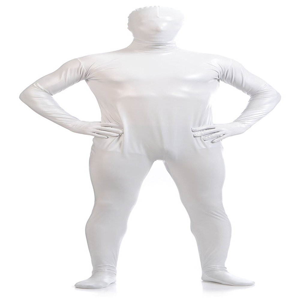 VSVO Unisex Metallic Second Skin Spandex Full Body Suit for Adults and Children (XX-Large, White)
