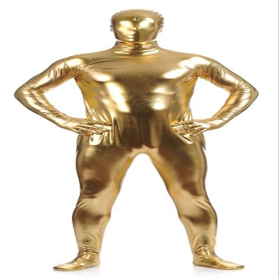 VSVO Unisex Metallic Second Skin Spandex Full Body Suit for Adults and Children (Kids Medium, Yellow)