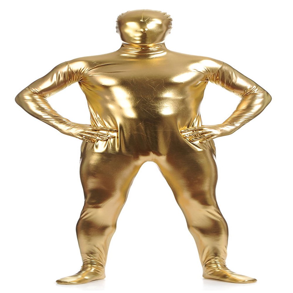 VSVO Unisex Metallic Second Skin Spandex Full Body Suit for Adults and Children (XX-Large, Yellow)