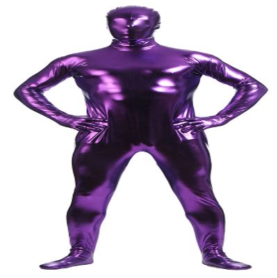 VSVO Unisex Metallic Second Skin Spandex Full Body Suit for Adults and Children (Medium, Purple)