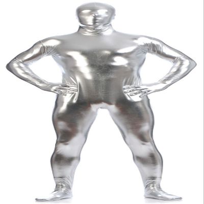 VSVO Unisex Metallic Second Skin Spandex Full Body Suit for Adults and Children (XX-Large, Silver)