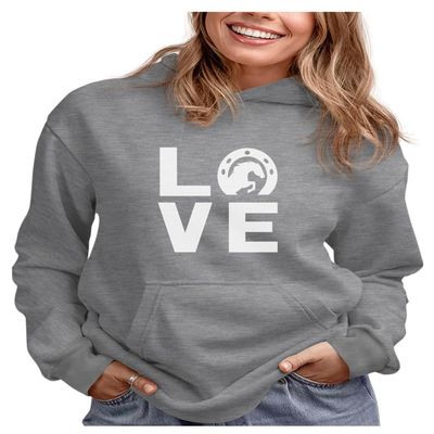 Tstars Horse Hoodie Women Teen Girls Horseshoe Love Equestrian Rider Gray