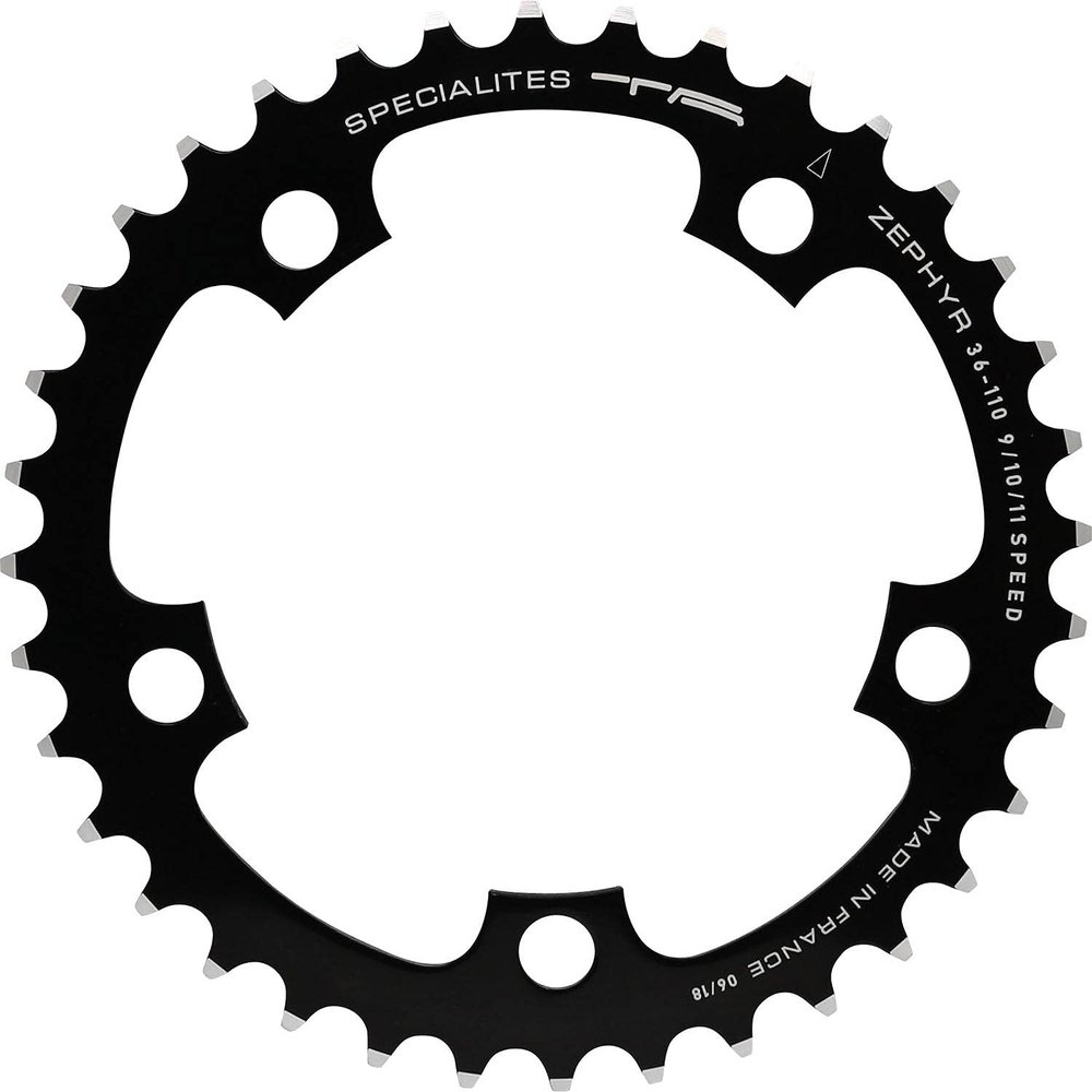 Spcialits TA Unisex's Zephyr Compact 5-Arm 110pcd 9/10 Speed Chainring, Black, Middle 36t