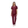 Women's Scrub Set - Medical Scrub Top and Pant, Burgundy, XXXXX-Large view 1